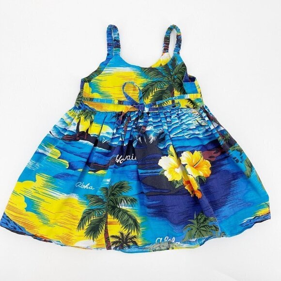 Ali'l Fashions Hawaii Girl's 4 Tropical Sleeveless Hawaiian Aloha Sundress Dress - Picture 2 of 4
